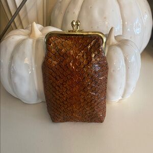 St.Thomas Vintage genuine snake Skin with gold kiss lock Coin/Cigarettes wallet